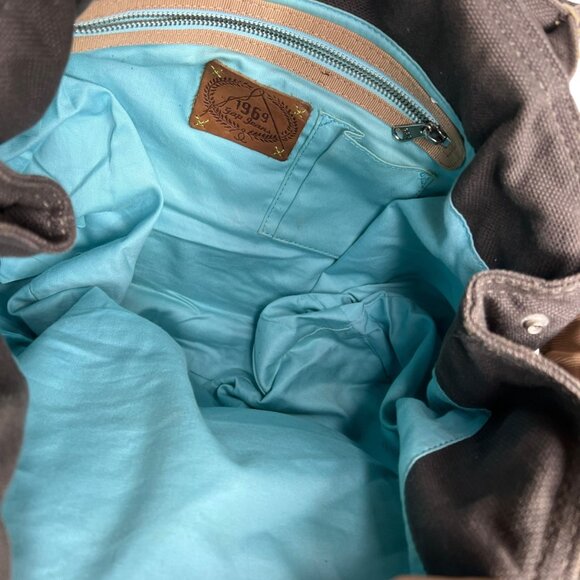 Vintage Y2K Gap Canvas Slouchy Tote Bag Brown Indie - Picture 5 of 10